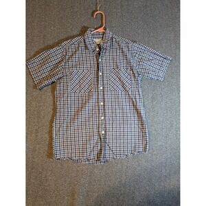 Carhartt Shirt Men's Medium Button Up Short Sleeve Relaxed Fit Blue Plaid